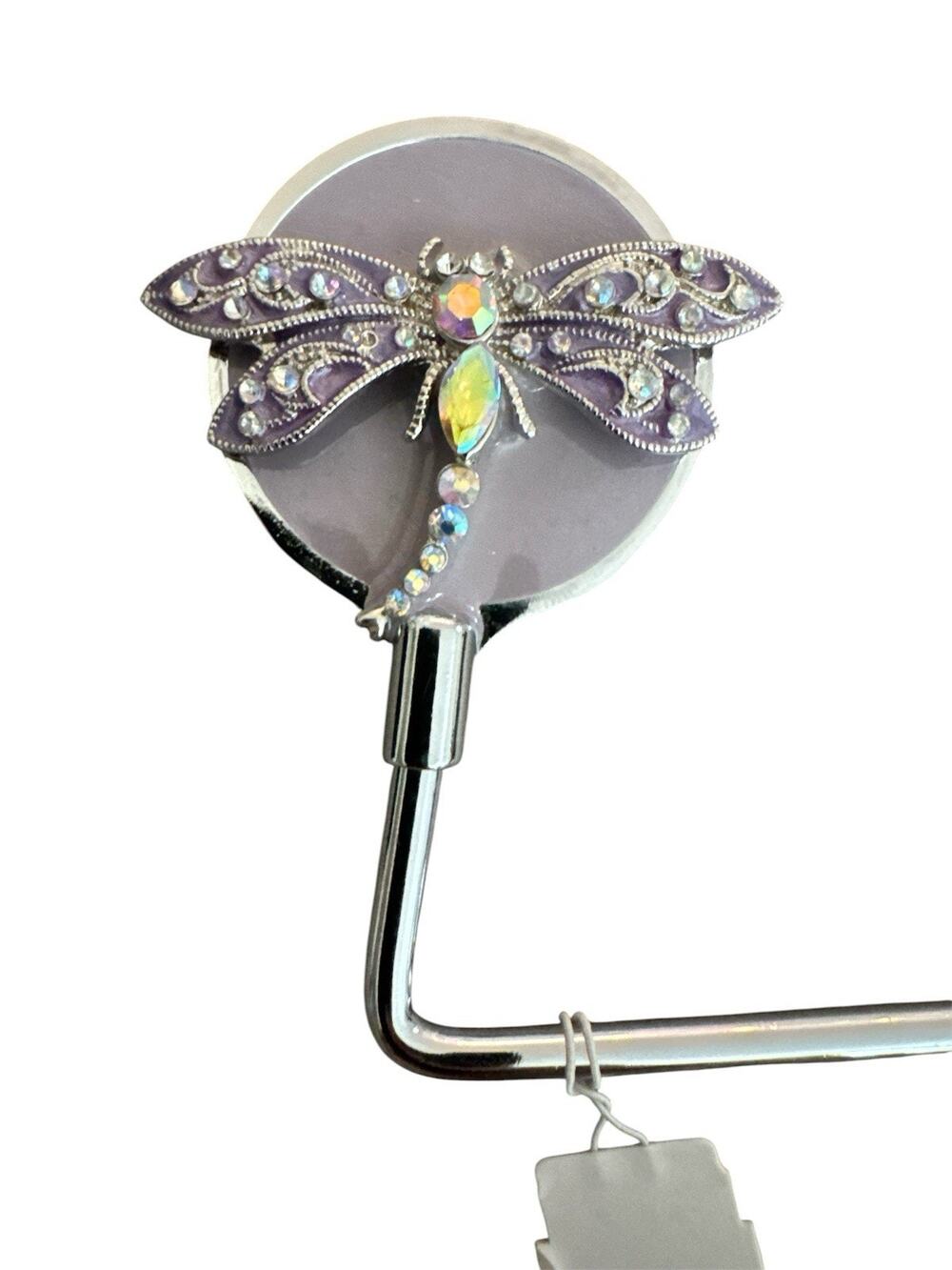 SPRING STREET PURPLE DRAGONFLY SWAROVSKI CRYSTAL HANDBAG HOLDER NEW
